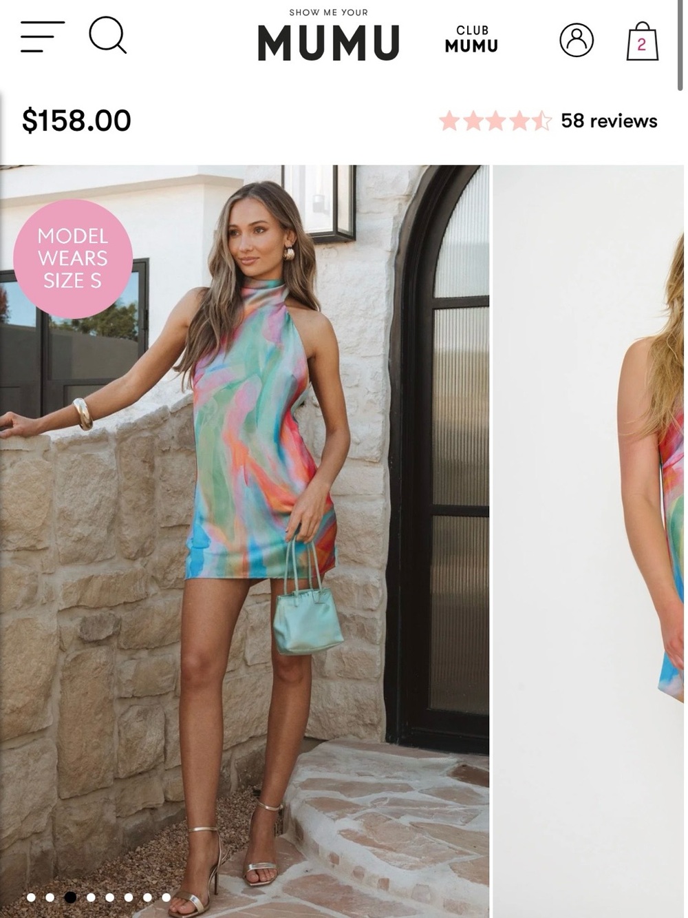 Show Me Your Mumu Pastel Watercolor High-Neck Mini Dress - Multi